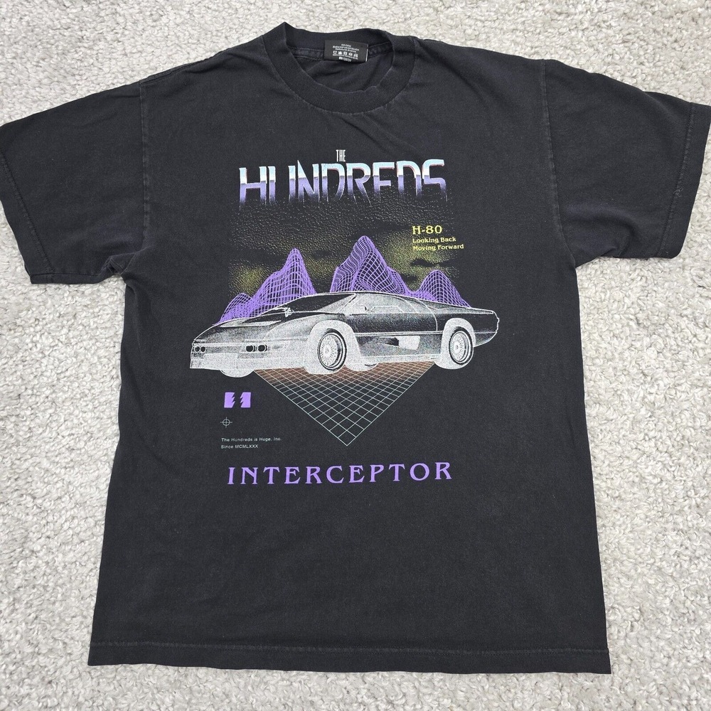 The Hundreds Interceptor Graphic T-Shirt Mens Medium Black Vaporwave Streetwear